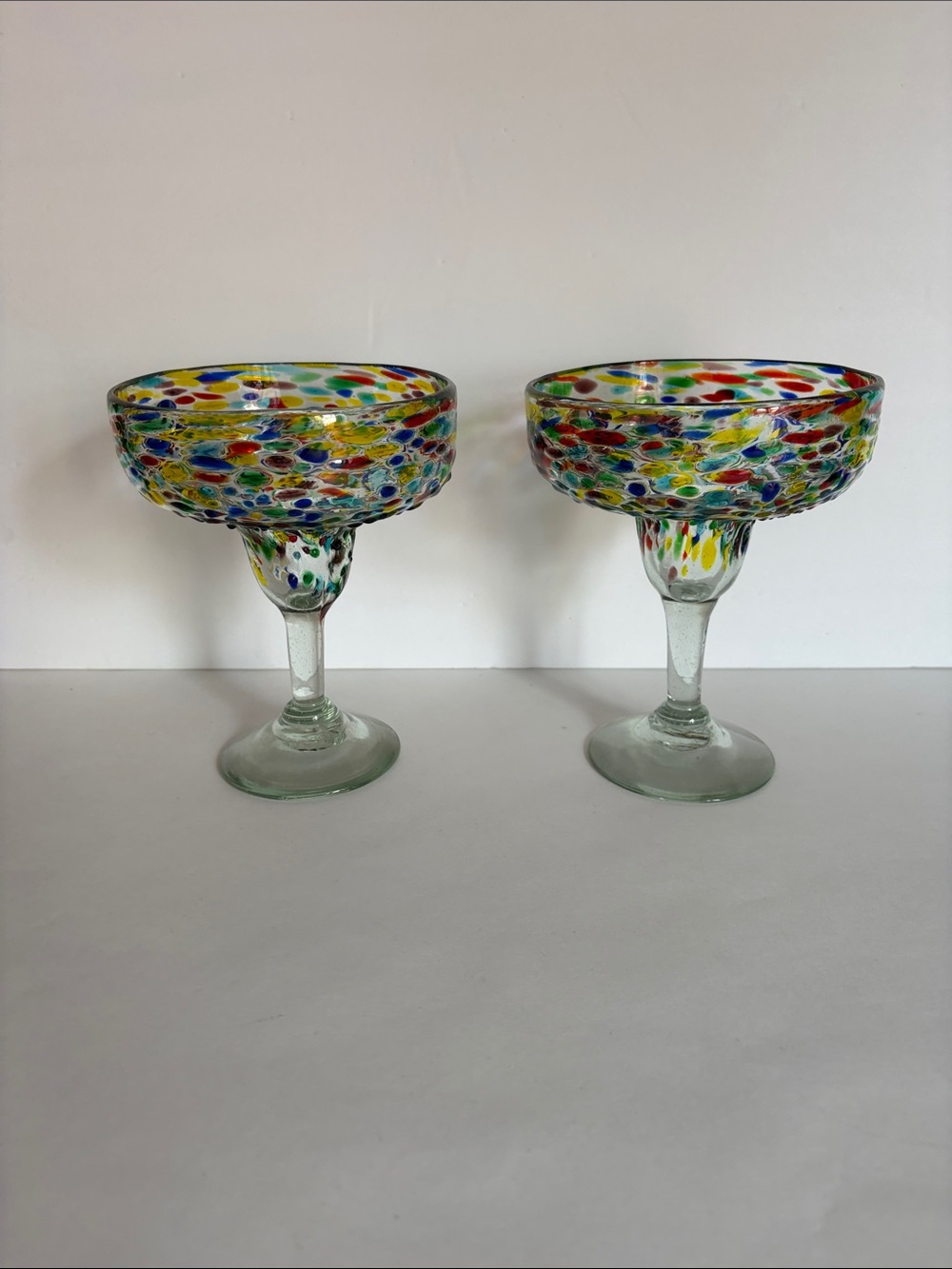 Colorful Confetti Glass Margarita Coupes - Set of 2